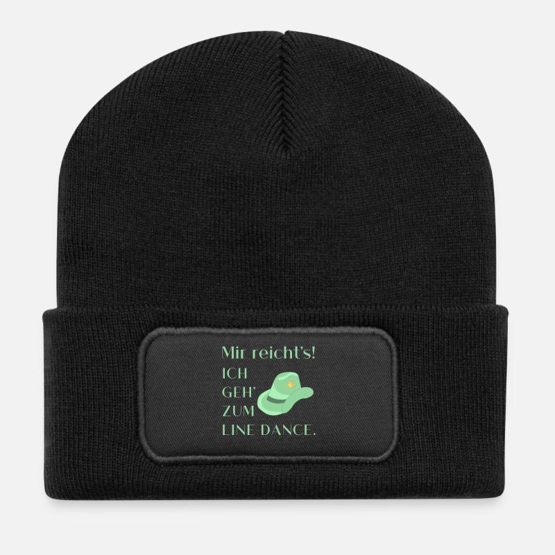 Geschenk: Mir reicht's - Ich geh' zum Line Dance - Recycelte Patch Beanie - Schwarz