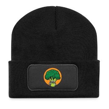 Lustiger Brokoli - Recycelte Patch Beanie - Schwarz - Vorne