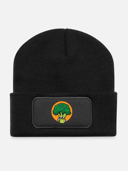 Lustiger Brokoli - Recycelte Patch Beanie - Schwarz