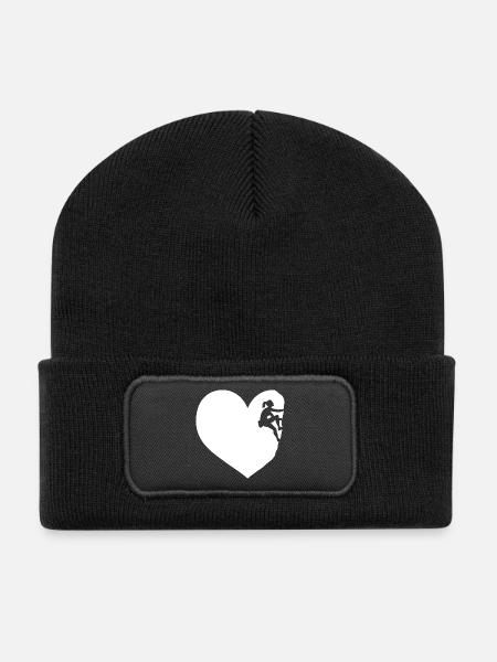 Ich Liebe Klettern Bergsteigen Boulder Herz - Recycelte Patch Beanie - Schwarz