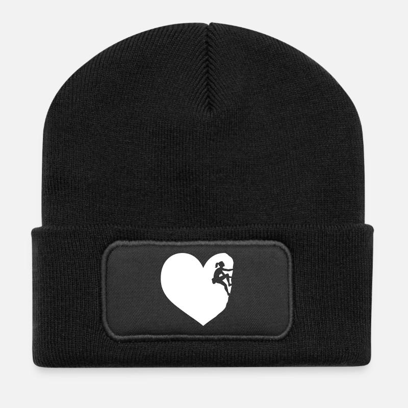 J'adore grimper dans le coeur d'un rocher d'alpinisme - Beanie recyclé à patch - noir