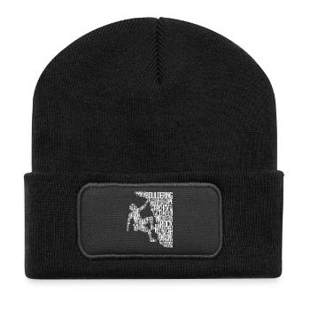 Boulder Klettern Bergsteigen Felswand Bergsteiger - Recycelte Patch Beanie - Schwarz - Vorne