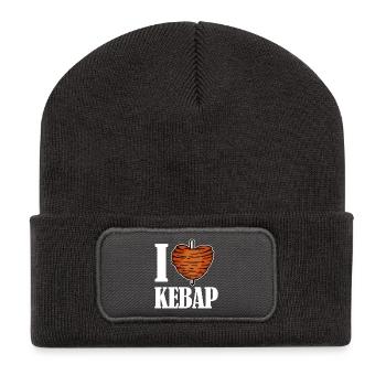 J'aime le coeur kebab kebab kebab disant drôle - Beanie recyclé à patch - charbon - Devant