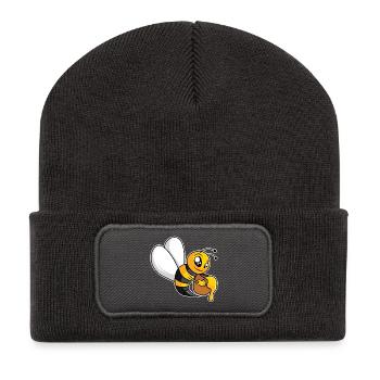 Fleißige Honigbiene - Recycelte Patch Beanie - Dunkelgrau - Vorne