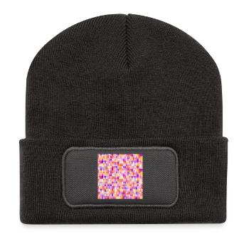bunte Buttons farbige Buttons farbige Pins - Recycelte Patch Beanie - Dunkelgrau - Vorne
