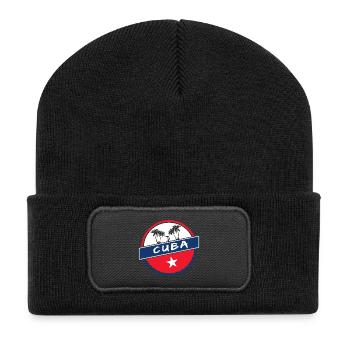 Kuba Kreis in den Nationalfarben - Recycelte Patch Beanie - Schwarz - Vorne