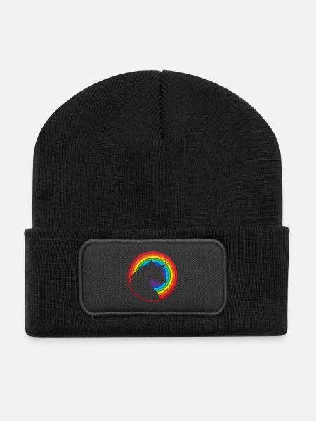 Einhorn - Bunt - Regenbogen - Recycelte Patch Beanie - Schwarz