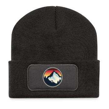 Sunset Peak MTB Silhouette - Recycelte Patch Beanie - Dunkelgrau - Vorne