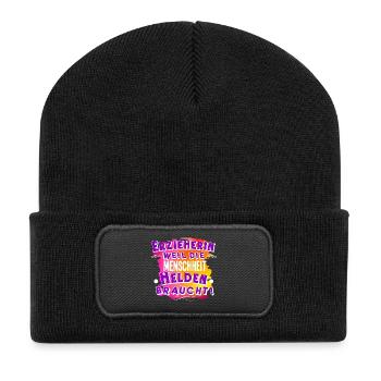 Erzieherin - Recycelte Patch Beanie - Schwarz - Vorne