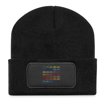 Viele farbige Fahrräder - Recycelte Patch Beanie - Schwarz - Vorne