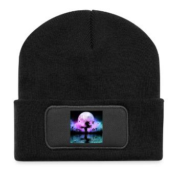 Merveilleuse licorne avec fée la nuit - Beanie recyclé à patch - noir - Devant
