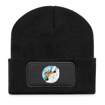 Bergsteiger - Eiskletterer - Kletter T-Shirt - Recycelte Patch Beanie - Schwarz - Vorne