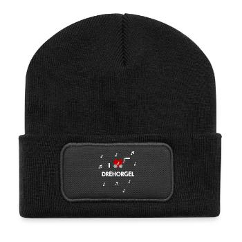 Drehorgel Herz für Drehorgelspieler - Recycelte Patch Beanie - Schwarz - Vorne