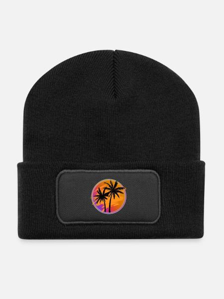 Palmiers rétro - Beanie recyclé à patch - noir