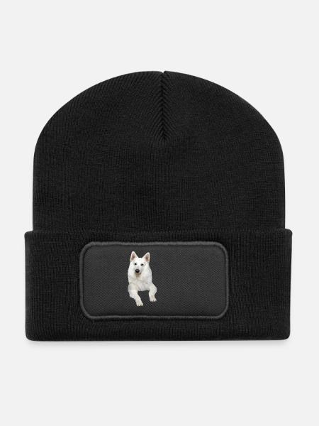 Schäferhund weißer Schäferhund Schweizer Hunde - Recycelte Patch Beanie - Schwarz