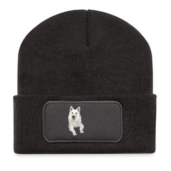 German shepherd white german shepherd Swiss dogs - Recycled Patch Beanie - dark grey - Front