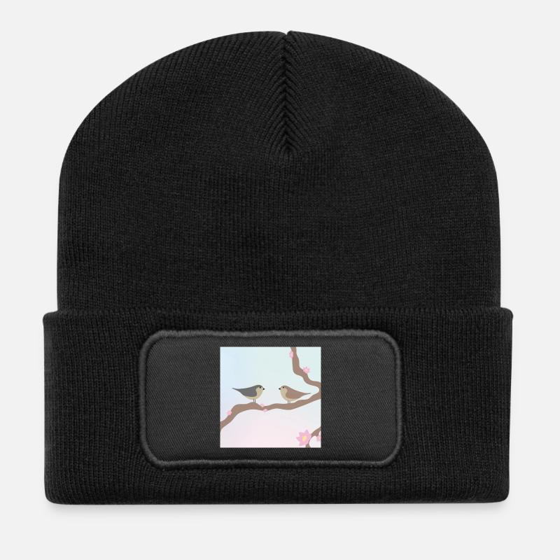Oiseaux de printemps - Beanie recyclé à patch - noir