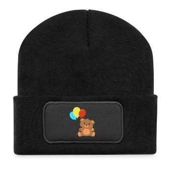 Teddy bear with balloons - Recycled Patch Beanie - black - Front