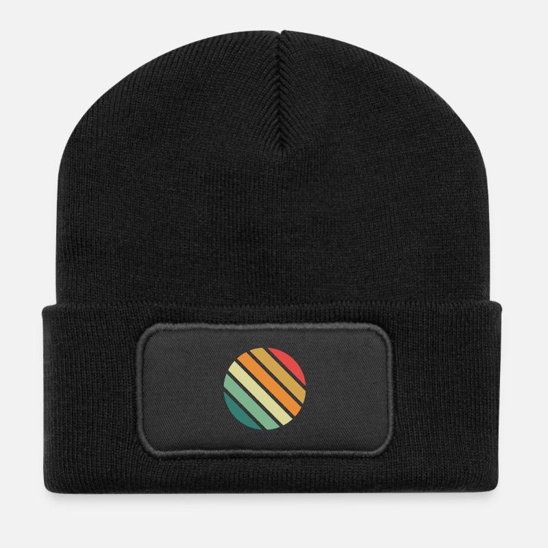 Geometrischer Kreis Illustration - Recycelte Patch Beanie - Schwarz
