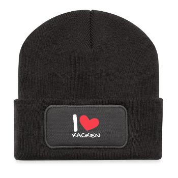 I love kacken - Recycelte Patch Beanie - Dunkelgrau - Vorne