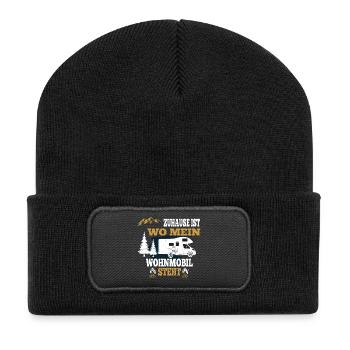 Zuhause ist wo mein Wohnmobil steht - Recycelte Patch Beanie - Schwarz - Vorne