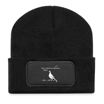 Friedenstaube - Recycelte Patch Beanie - Schwarz - Vorne