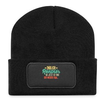 Rentner - Recycelte Patch Beanie - Schwarz - Vorne