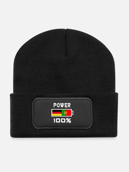 Deutschland und Portugal Power 100% - Recycelte Patch Beanie - Schwarz