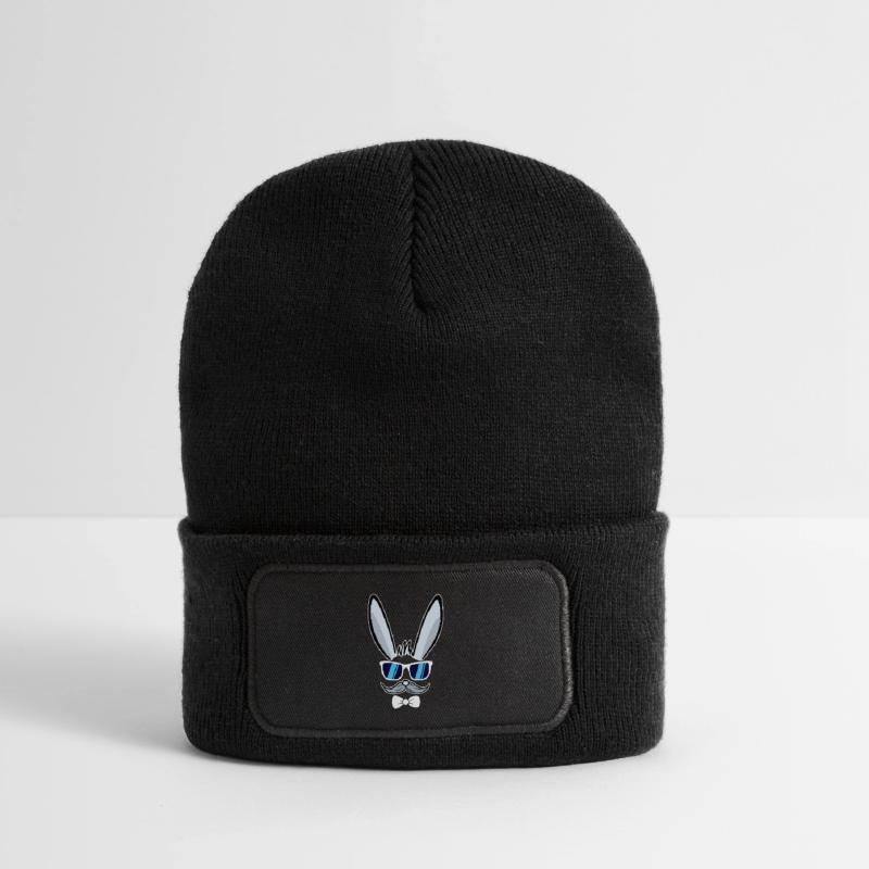 He | Easter bunny face Easter bunny Happy Easter Recycled Patch Beanie