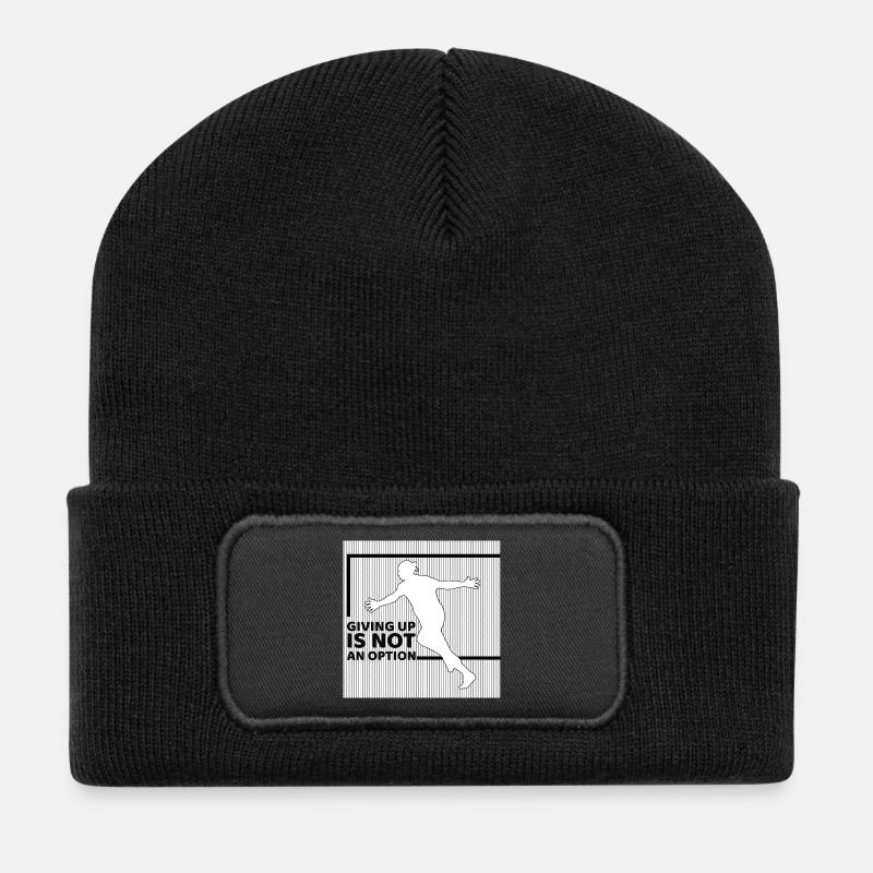 giving up is not an option - Beanie recyclé à patch - noir