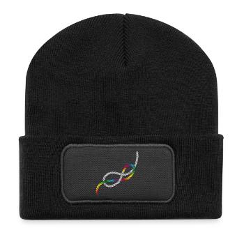 Huit nœuds ou nœuds d'amour aux couleurs de l'arc-en-ciel - Beanie recyclé à patch - noir - Devant