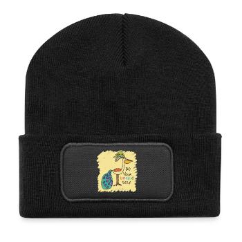 Schöner Vogel, lustig, speziell, einzigartig mit Text - Recycelte Patch Beanie - Schwarz - Vorne