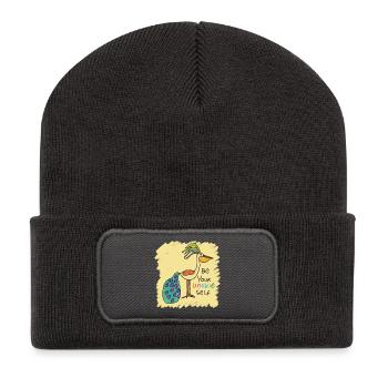 Beautiful bird, funny, special, unique with text - Recycled Patch Beanie - dark grey - Front