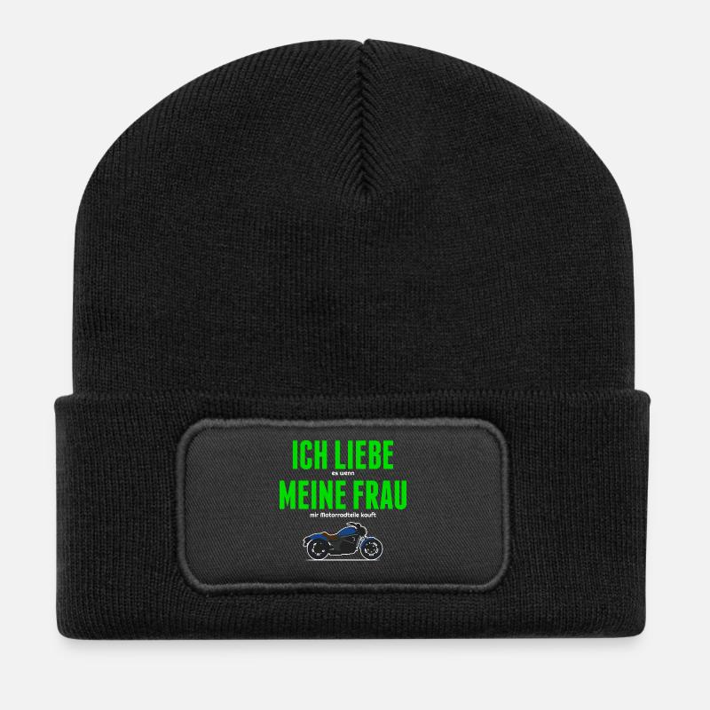 Cool Spruch Motorrad Motorsport Motorräder Biker - Recycelte Patch Beanie - Schwarz