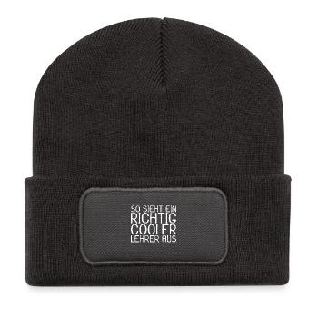 So sieht ein richtig cooler Lehrer aus - Recycelte Patch Beanie - Dunkelgrau - Vorne