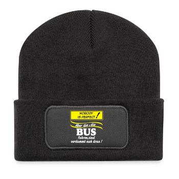 Busfahrer Bus Omnibus Kraftfahrer Nobody (25) - Recycelte Patch Beanie - Dunkelgrau - Vorne