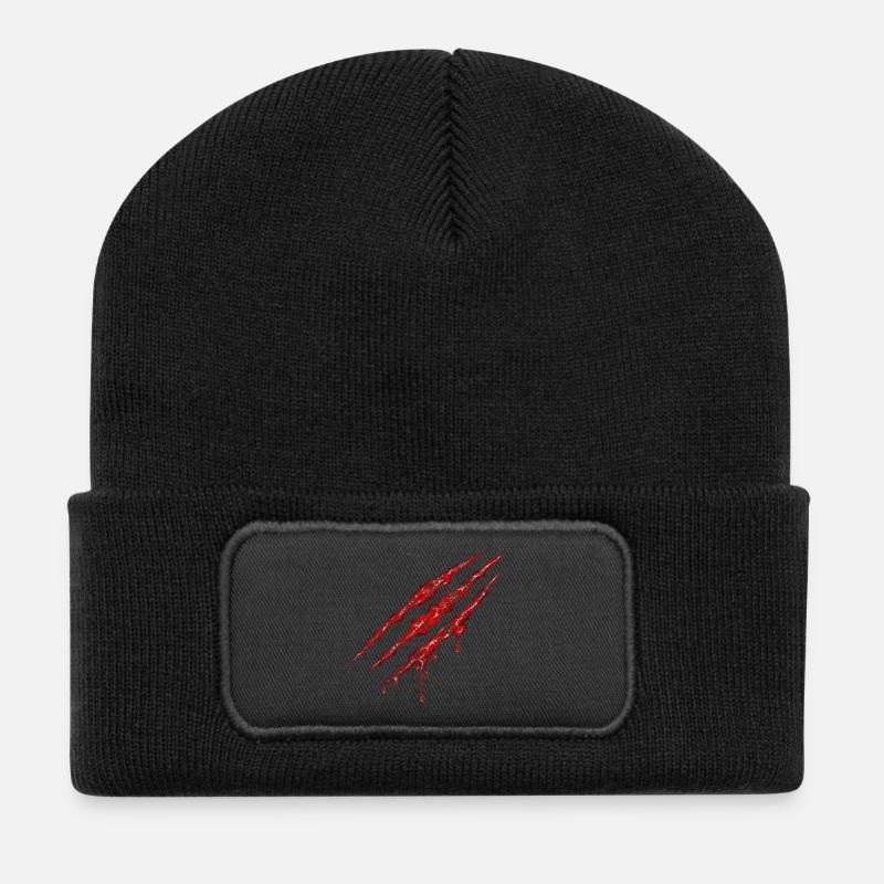 Swirly Claw Marks - Recycelte Patch Beanie - Schwarz