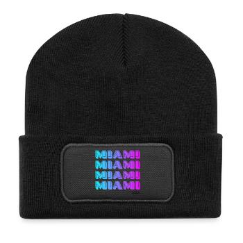 Motif de dégradé néon de Miami - Beanie recyclé à patch - noir - Devant