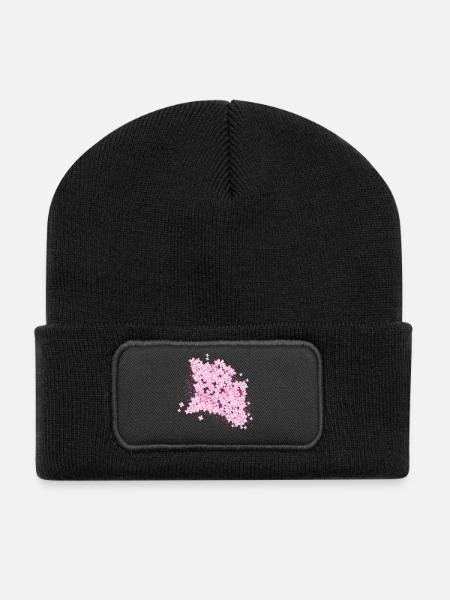 üppige Flieder Pracht aus rosa Flieder Blüten - Recycelte Patch Beanie - Schwarz