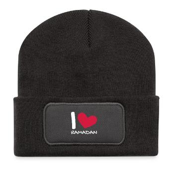 I love Ramadan gift heart - Recycled Patch Beanie - dark grey - Front