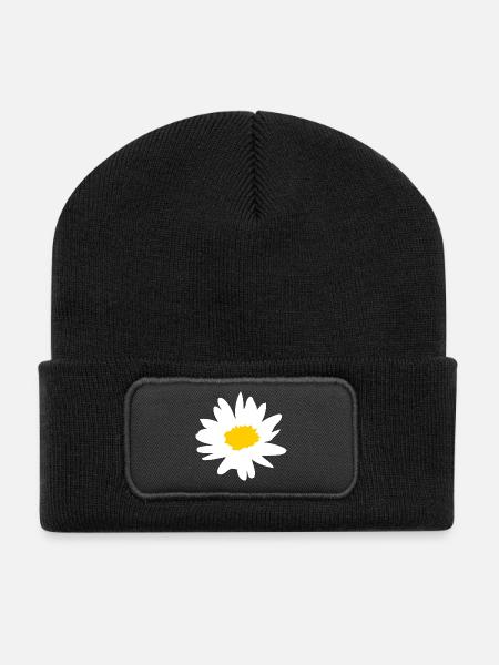 Marguerite - Buttercup - Daisy - Recycled Patch Beanie - black