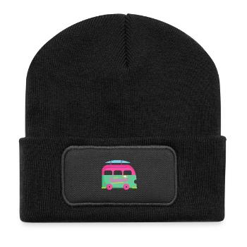 Sommerzeit lässiger Van für den Sommer - Recycelte Patch Beanie - Schwarz - Vorne