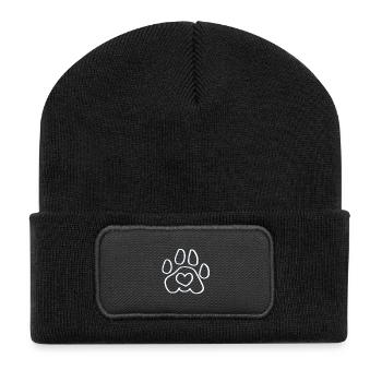 Empreinte de patte de chien - Beanie recyclé à patch - noir - Devant