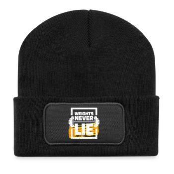 Gewichte Hanteltraining Fitnessstudio Bodybuilding - Recycelte Patch Beanie - Schwarz - Vorne