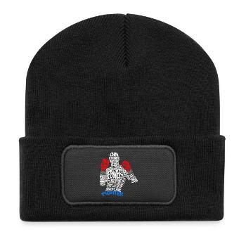 Boxen Fitnesstraining Trainieren Motivation Sport - Recycelte Patch Beanie - Schwarz - Vorne