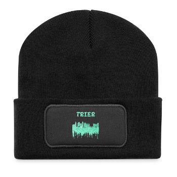 Trier Syline Design / Geschenkidee - Recycelte Patch Beanie - Schwarz - Vorne