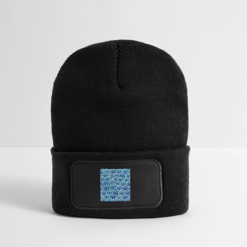 Expressive wave pattern in blue Recycled Patch Beanie