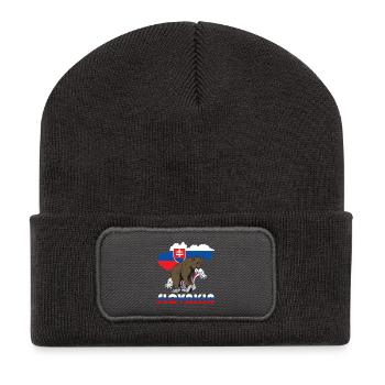 Conception d'ours de Slovénie avec carte et drapeau - Beanie recyclé à patch - charbon - Devant