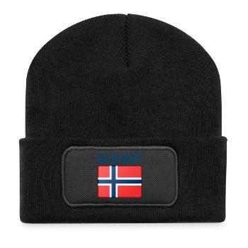 Norway flag with lettering - Recycled Patch Beanie - black - Front