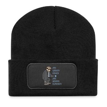 Faultier Zum Schlafen Geboren Arbeiten Gezwungen - Recycelte Patch Beanie - Schwarz - Vorne